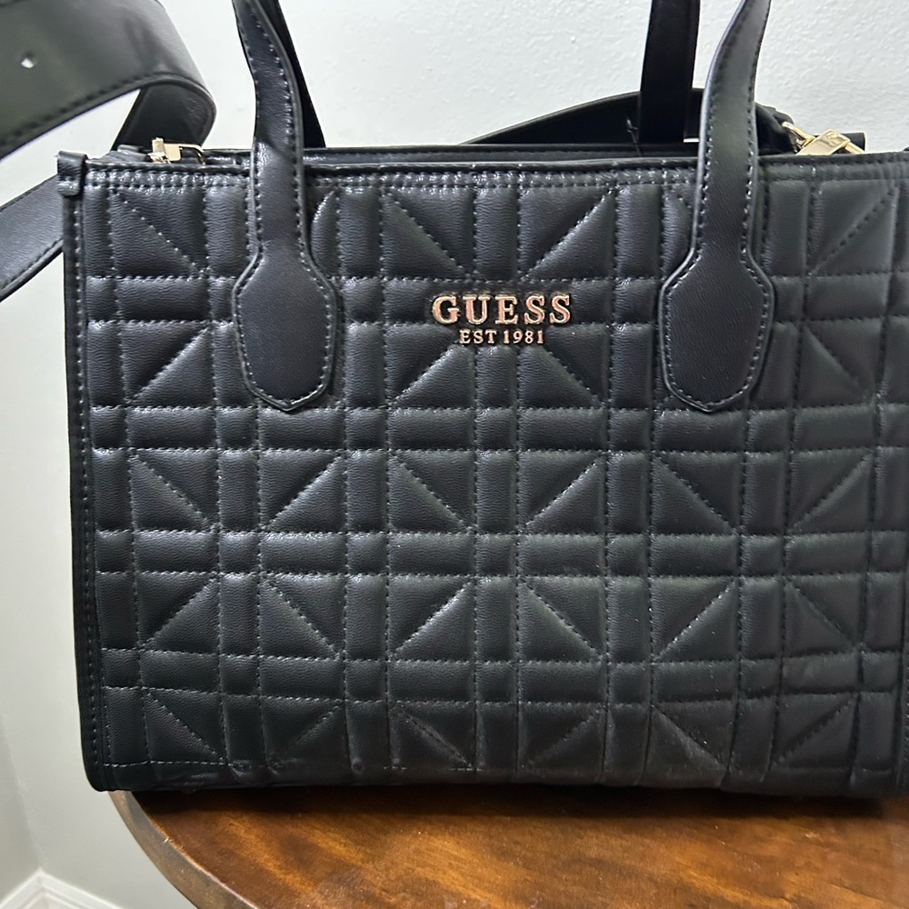 GUESS Quilted Black Tote Bag